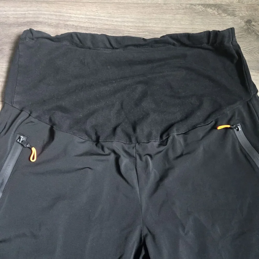 Maternity Joggers Black Stretch Quick Dry Nylon Spandex Athletic Workout Pants M